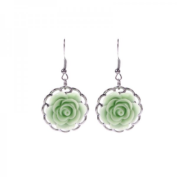 Emerald Flower Hollow Alloy Earrings