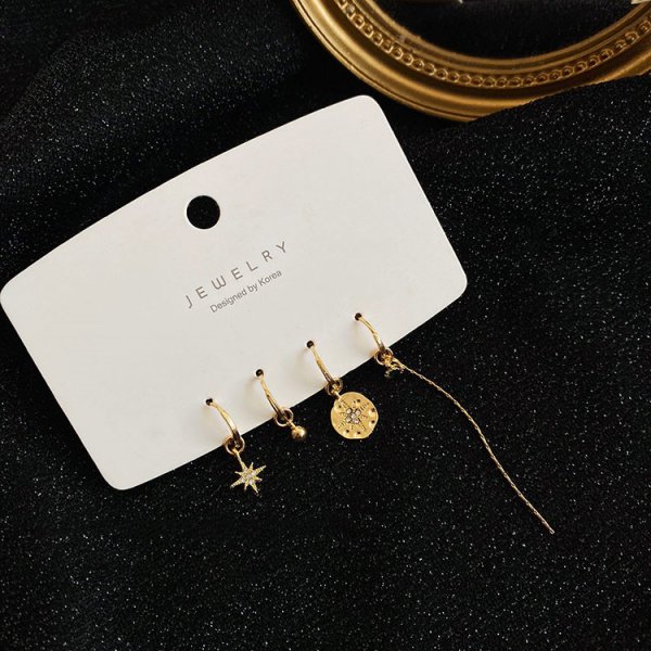 Temperament Eight-pointed Star Set Earrings Female Ear Buckle